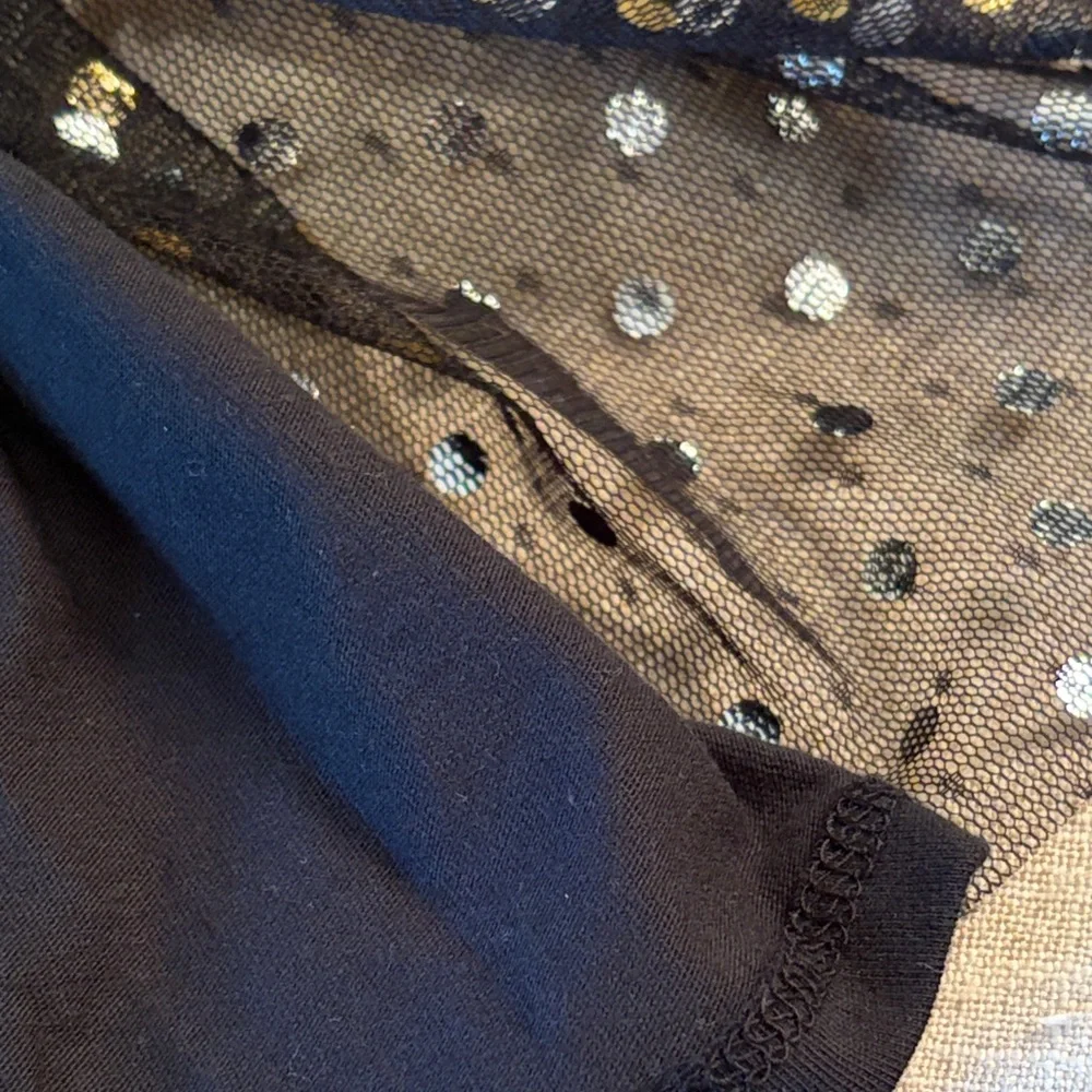 J. Crew's Girls' Shiny Black and Gold Polka-Dot Dress/NWT/2